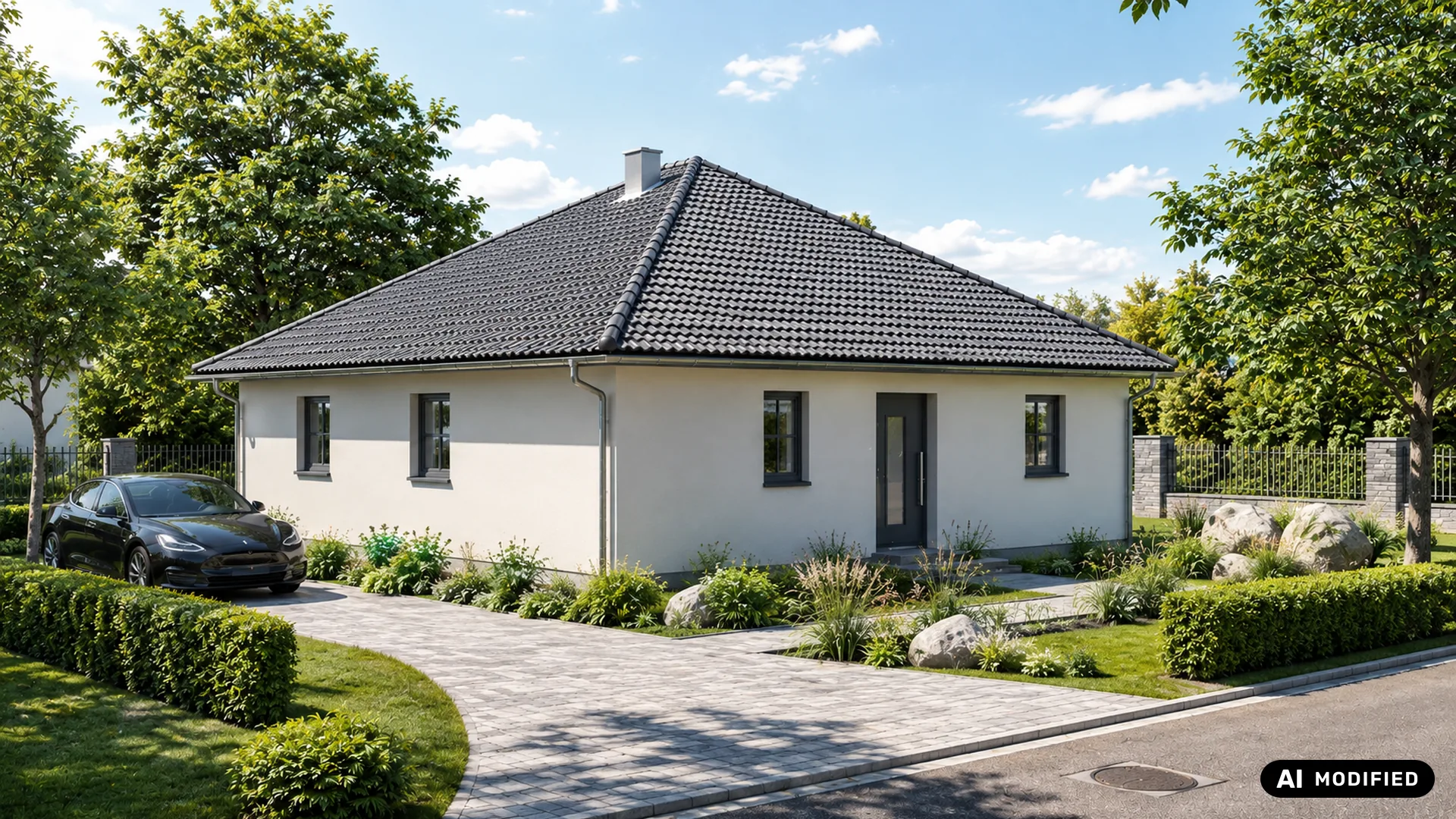Der Bungalow Adagio von der Straßenseite