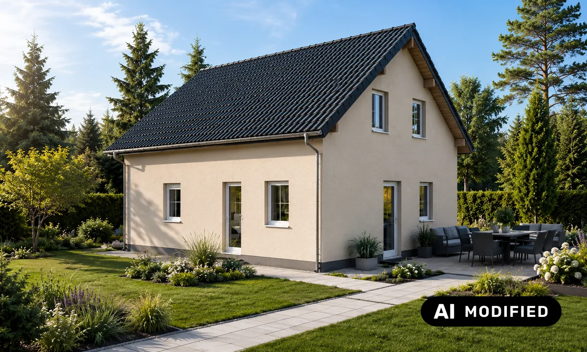 Gartenansicht des Einfamilienhauses Flores