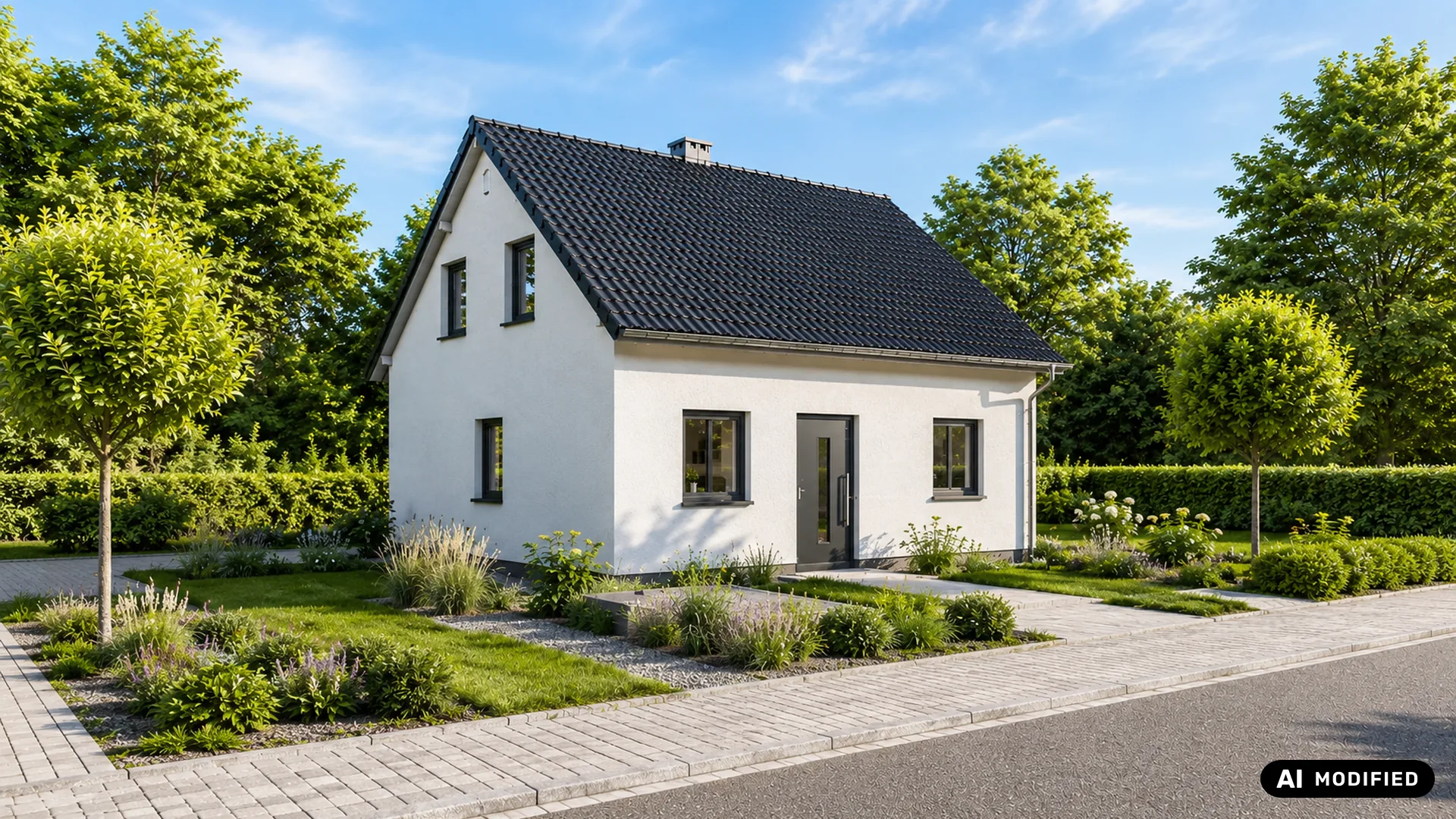 Frontansicht des Einfamilienhauses Minore