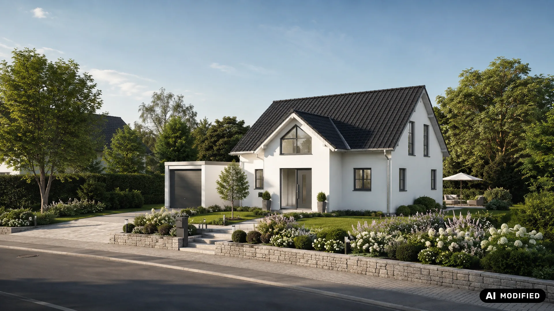 Frontansicht des Einfamilienhauses Opus