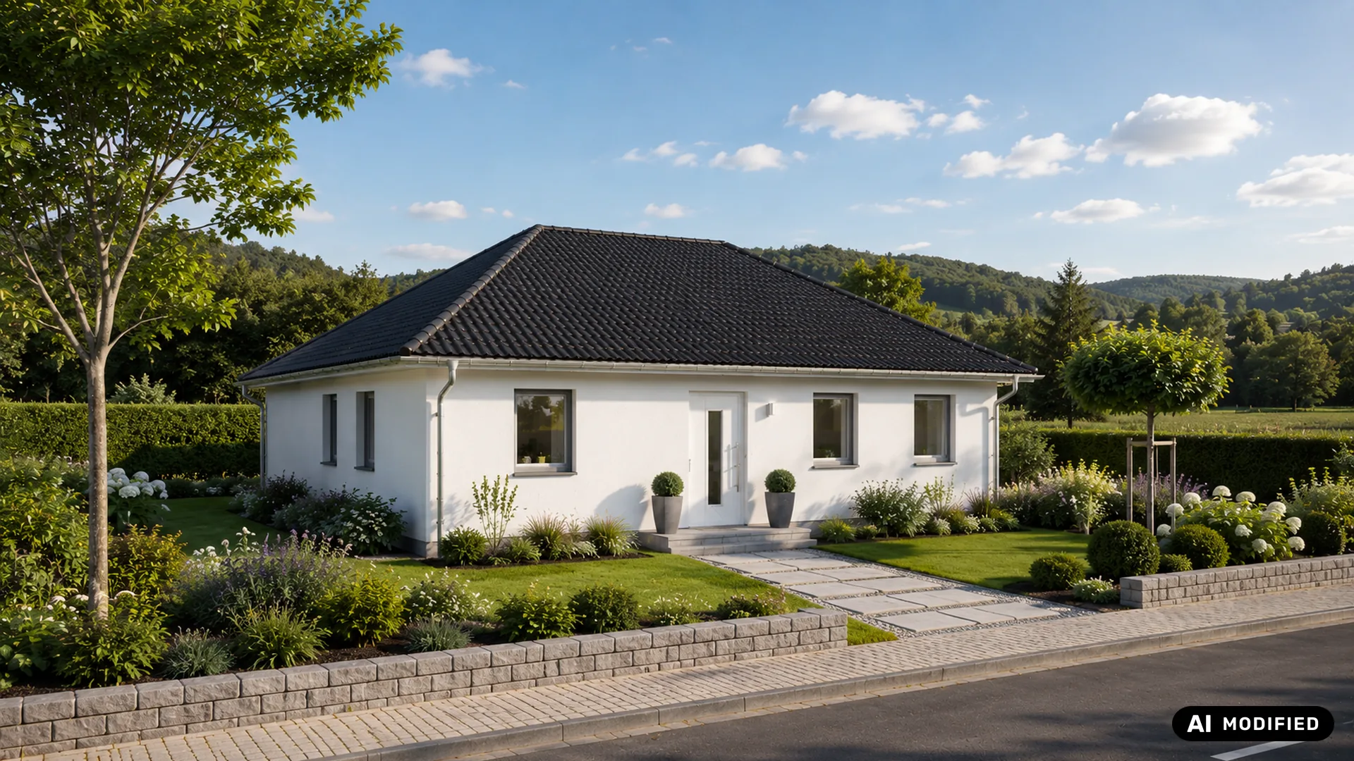 Der Bungalow Veloce von der Straßenseite