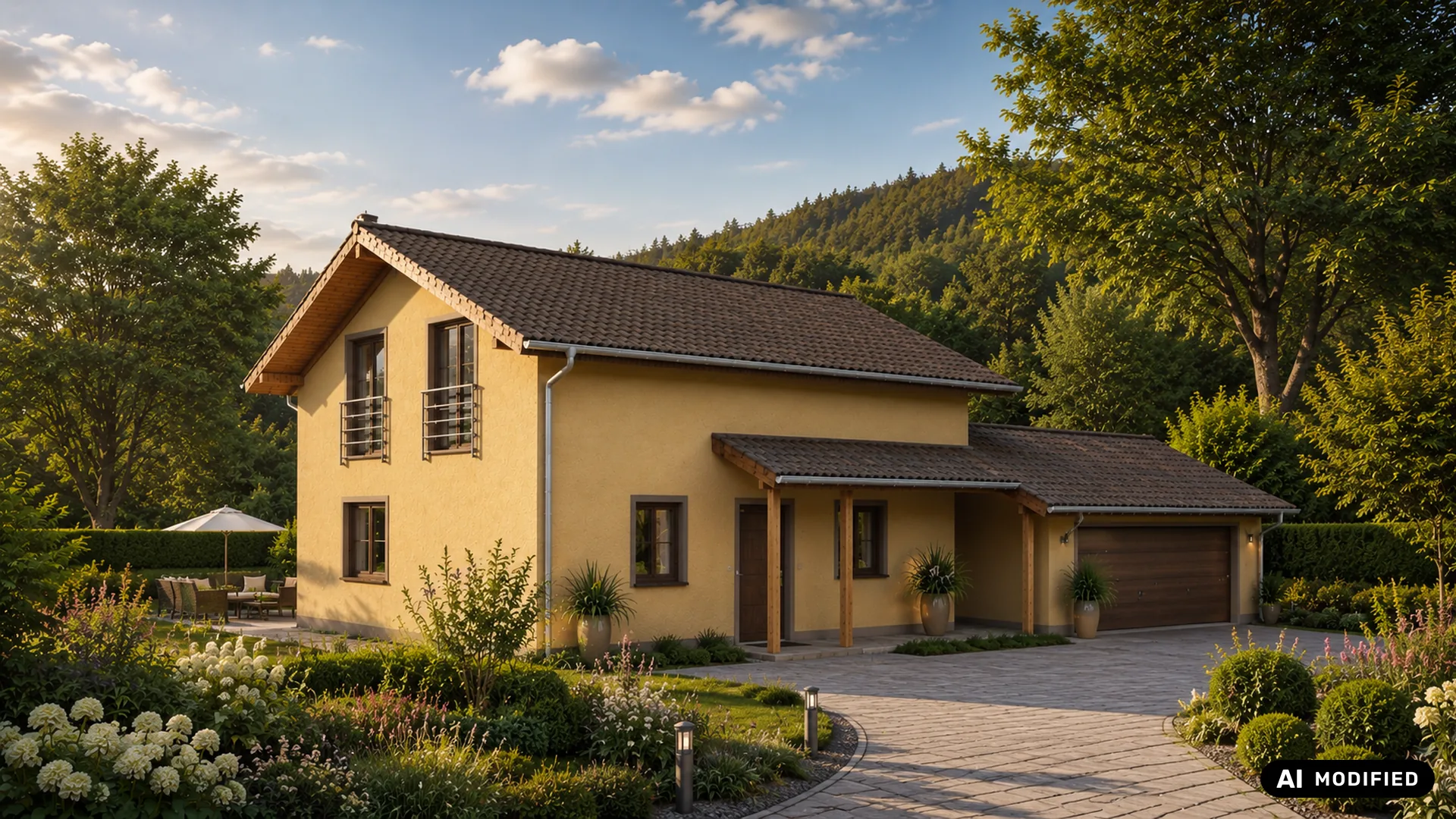 Frontansicht des Einfamilienhauses Verismo